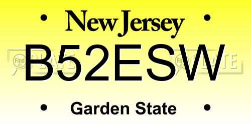 B52ESW New Jersey License Plate