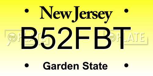 B52FBT New Jersey License Plate