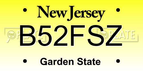 B52FSZ New Jersey License Plate