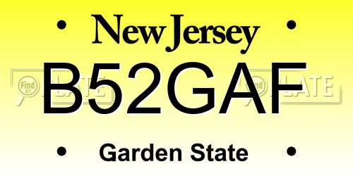 B52GAF New Jersey License Plate