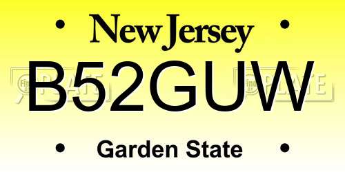 B52GUW New Jersey License Plate