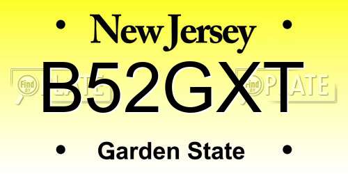 B52GXT New Jersey License Plate