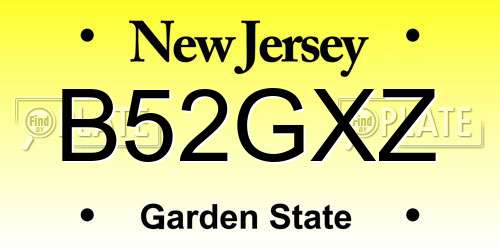 B52GXZ New Jersey License Plate