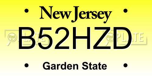 B52HZD New Jersey License Plate