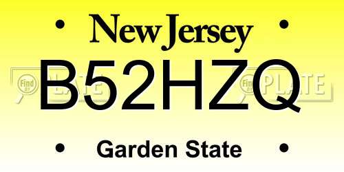 B52HZQ New Jersey License Plate