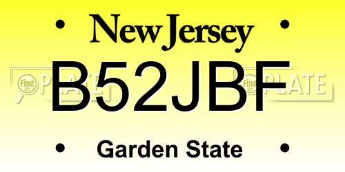 B52JBF New Jersey License Plate