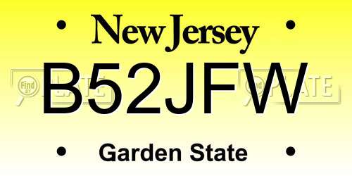 B52JFW New Jersey License Plate