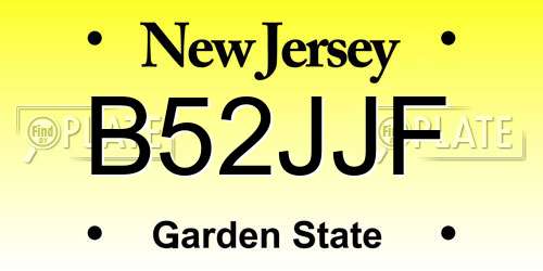 B52JJF New Jersey License Plate