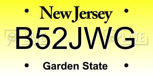 B52JWG New Jersey License Plate