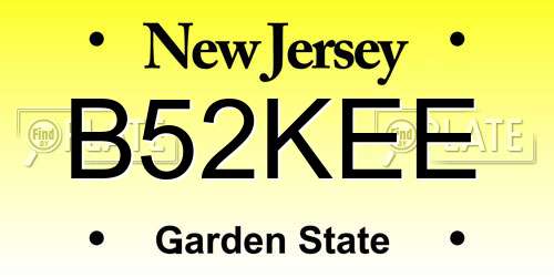B52KEE New Jersey License Plate