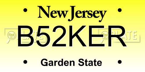 B52KER New Jersey License Plate