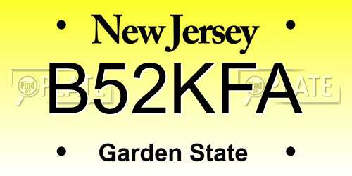 B52KFA New Jersey License Plate