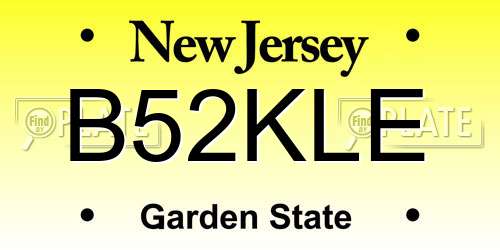 B52KLE New Jersey License Plate