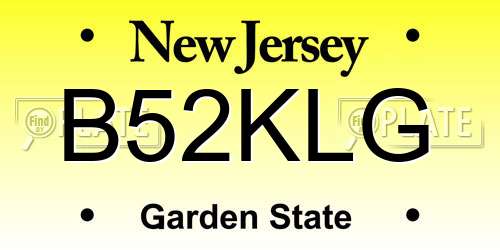 B52KLG New Jersey License Plate