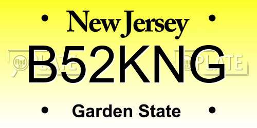 B52KNG New Jersey License Plate