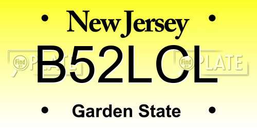 B52LCL New Jersey License Plate