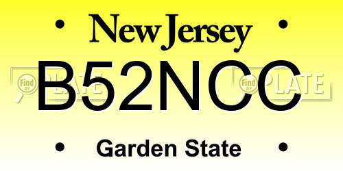 B52NCC New Jersey License Plate