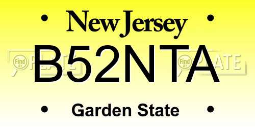 B52NTA New Jersey License Plate