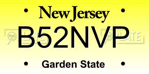 B52NVP New Jersey License Plate