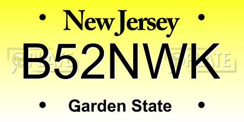 B52NWK New Jersey License Plate