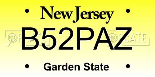 B52PAZ New Jersey License Plate