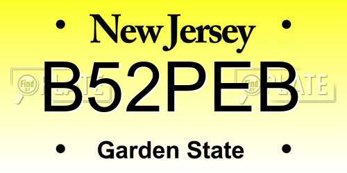 B52PEB New Jersey License Plate