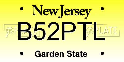 B52PTL New Jersey License Plate