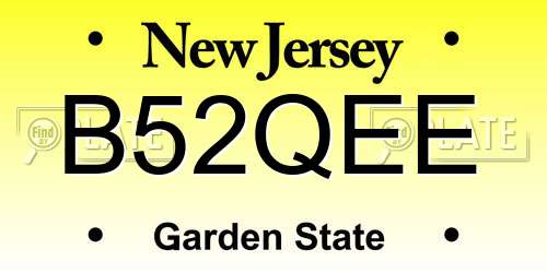 B52QEE New Jersey License Plate