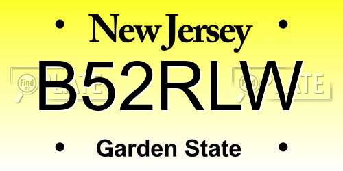 B52RLW New Jersey License Plate