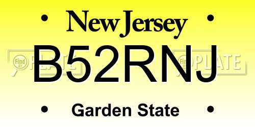 B52RNJ New Jersey License Plate
