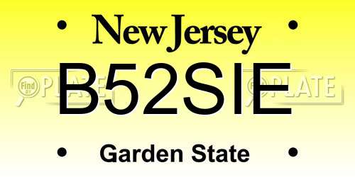 B52SIE New Jersey License Plate