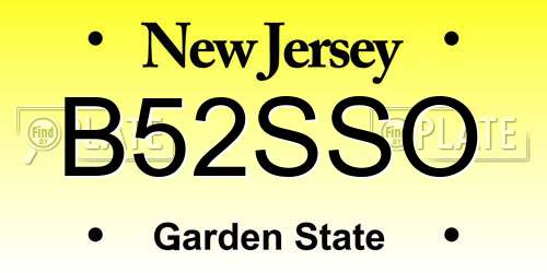 B52SSO New Jersey License Plate