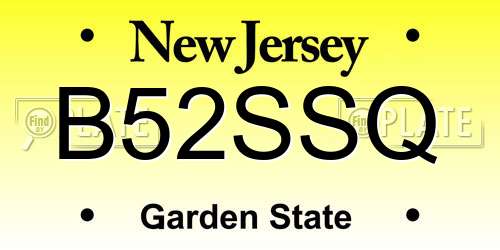 B52SSQ New Jersey License Plate