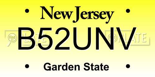 B52UNV New Jersey License Plate