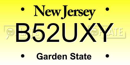 B52UXY New Jersey License Plate