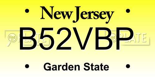 B52VBP New Jersey License Plate
