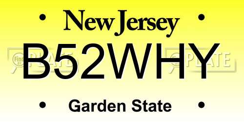 B52WHY New Jersey License Plate