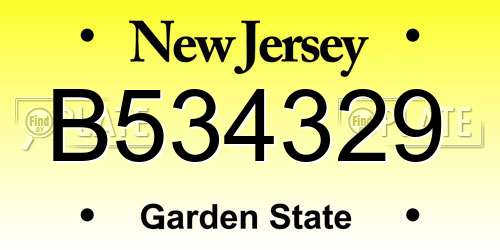 B534329 New Jersey License Plate