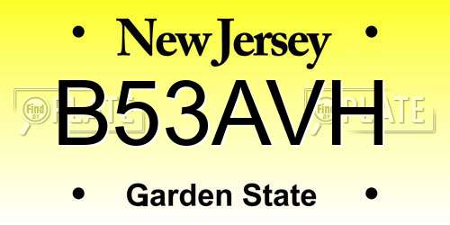 B53AVH New Jersey License Plate