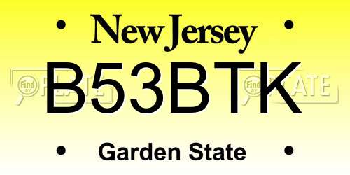 B53BTK New Jersey License Plate