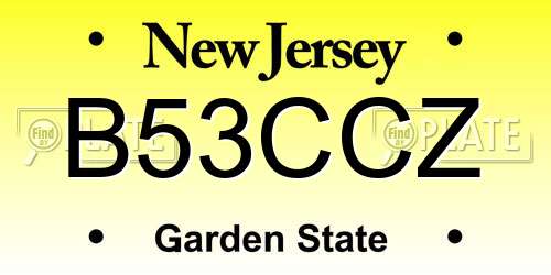 B53CCZ New Jersey License Plate