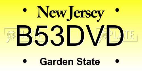 B53DVD New Jersey License Plate