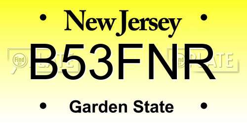 B53FNR New Jersey License Plate