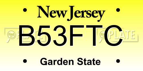 B53FTC New Jersey License Plate