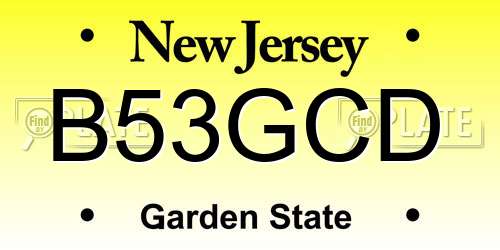 B53GCD New Jersey License Plate