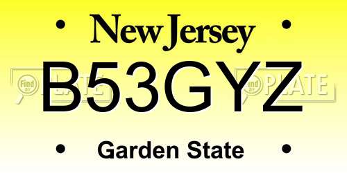 B53GYZ New Jersey License Plate