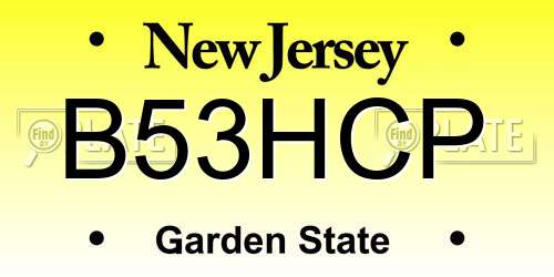 B53HCP New Jersey License Plate