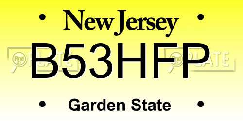 B53HFP New Jersey License Plate
