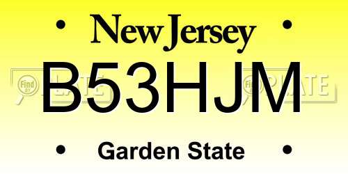 B53HJM New Jersey License Plate