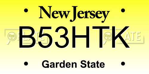 B53HTK New Jersey License Plate